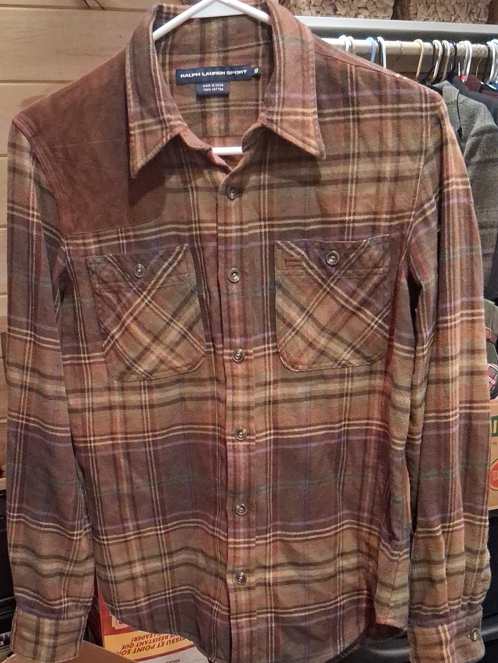Ralph Lauren Sport Brown and Olive Plaid Shirt